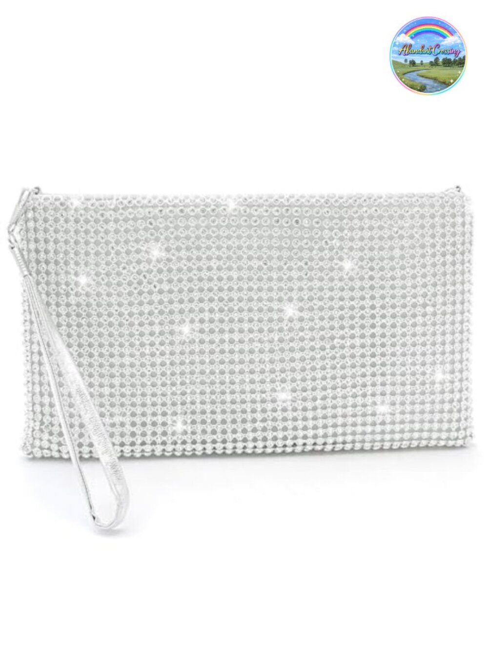 Rhinestone Wristlet Clutch Evening Bag with Detachable Chain